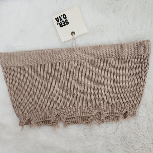 NEW Ser.O.Ya By Retrofete Ember Natural Knit Sleeveless Bandeau Tube Crop Top - Picture 5 of 11